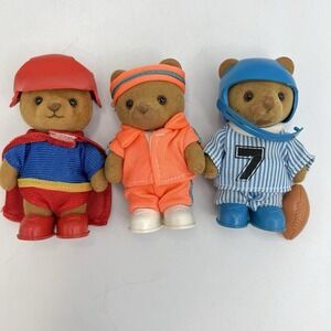 Vintage 1986 APPLAUSE Flocked Teddy Bear Story 4.5" Football Tennis Super‎ Hero